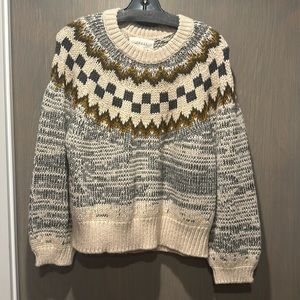 The Great the Geo Pullover Sweater Marled Grey size 2